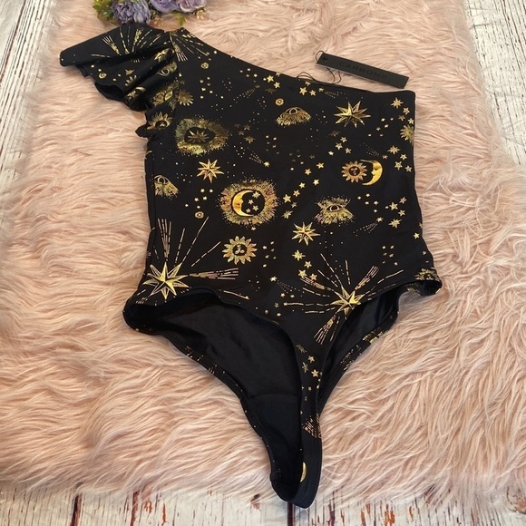 NWT CARBON38 Celestial One Shoulder Bodysuit sz S - Picture 10 of 13